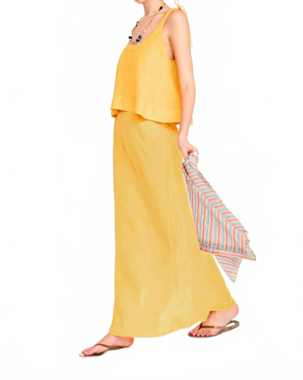 NEW MIRTH siena silk tank top in marigold - Picture 5 of 7